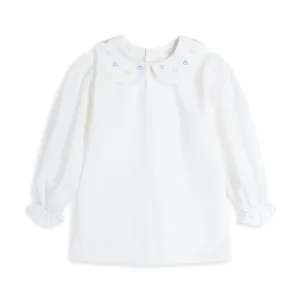 Charley Blouse -- White with Hearts
