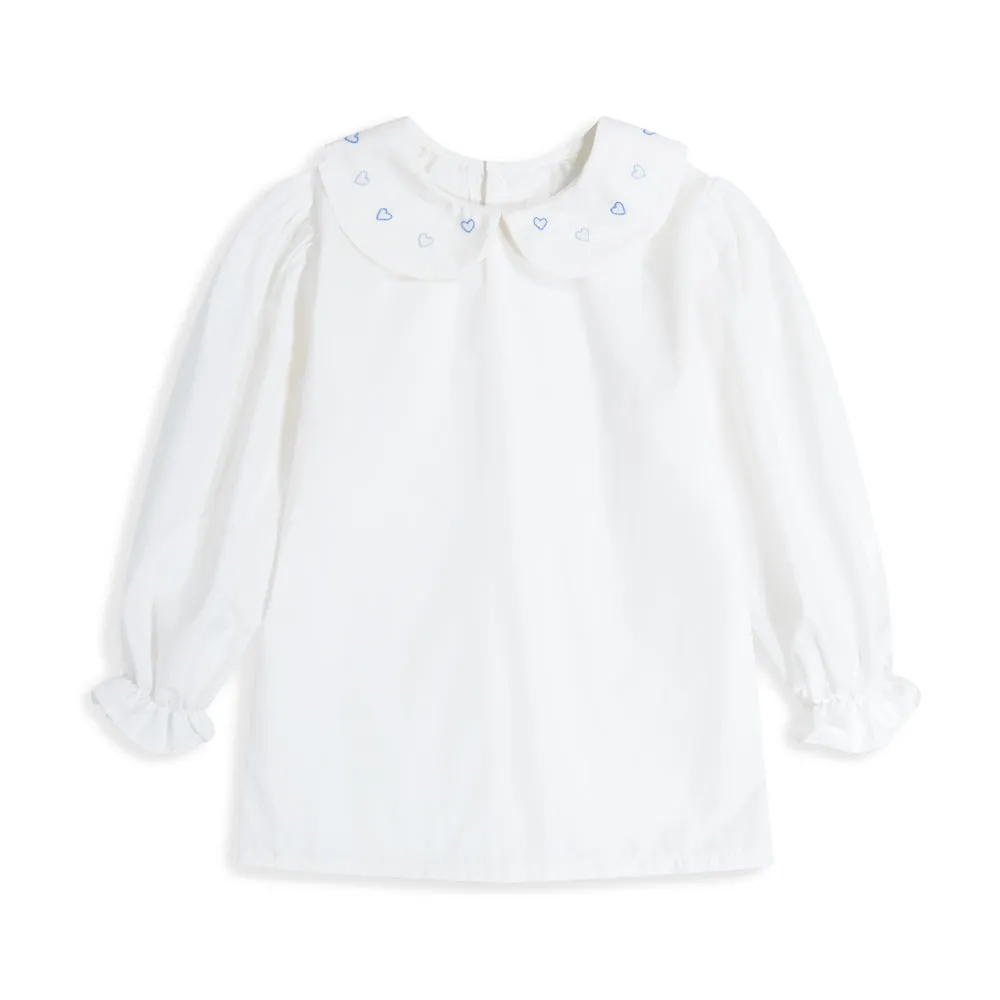 Charley Blouse -- White with Hearts