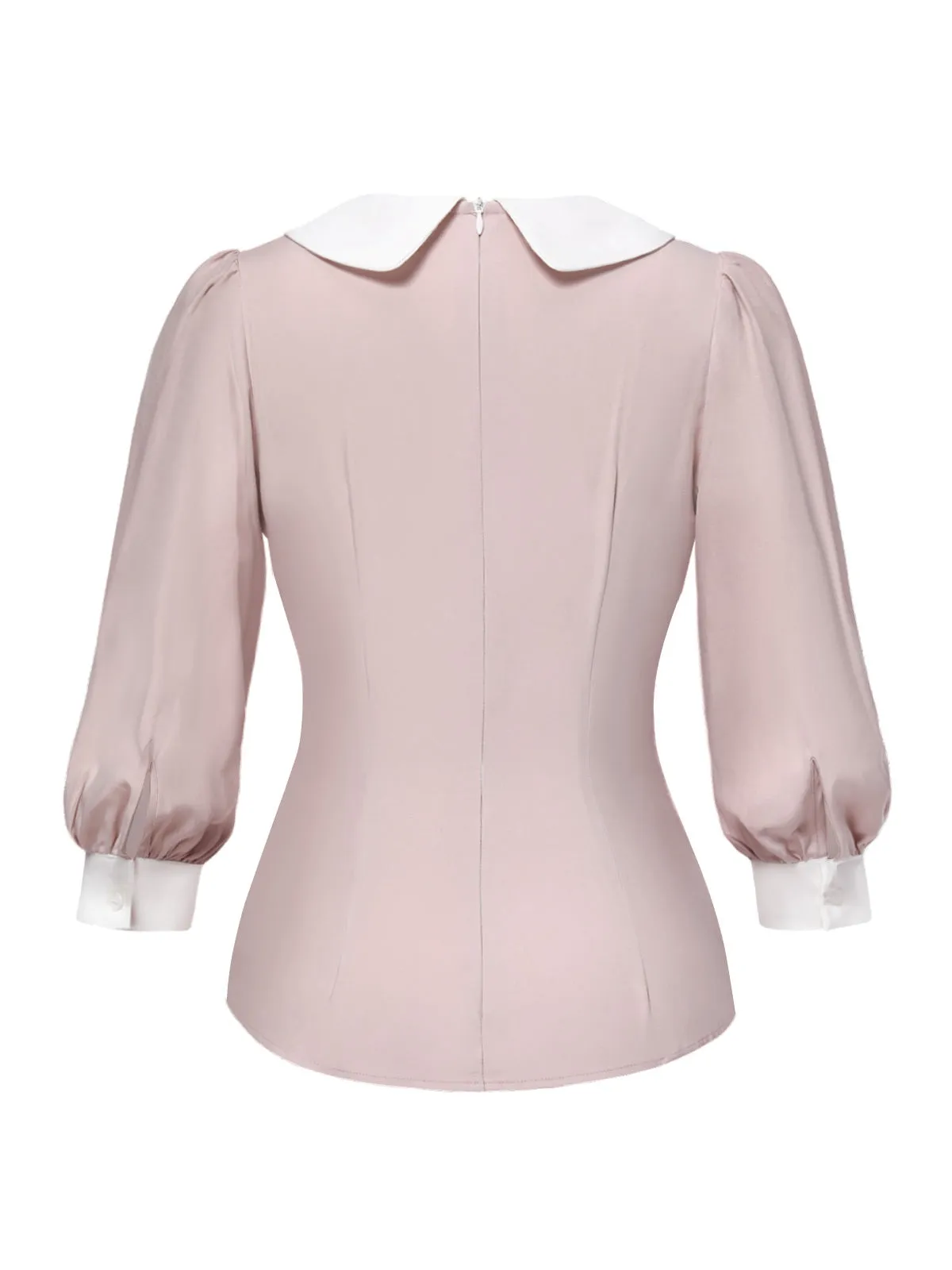 Chemisier col claudine couleurs patchwork rose des années 40