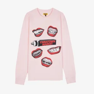 Chinatown Market Men's Pink Mouth Long Sleeve Shirt Rare NWT