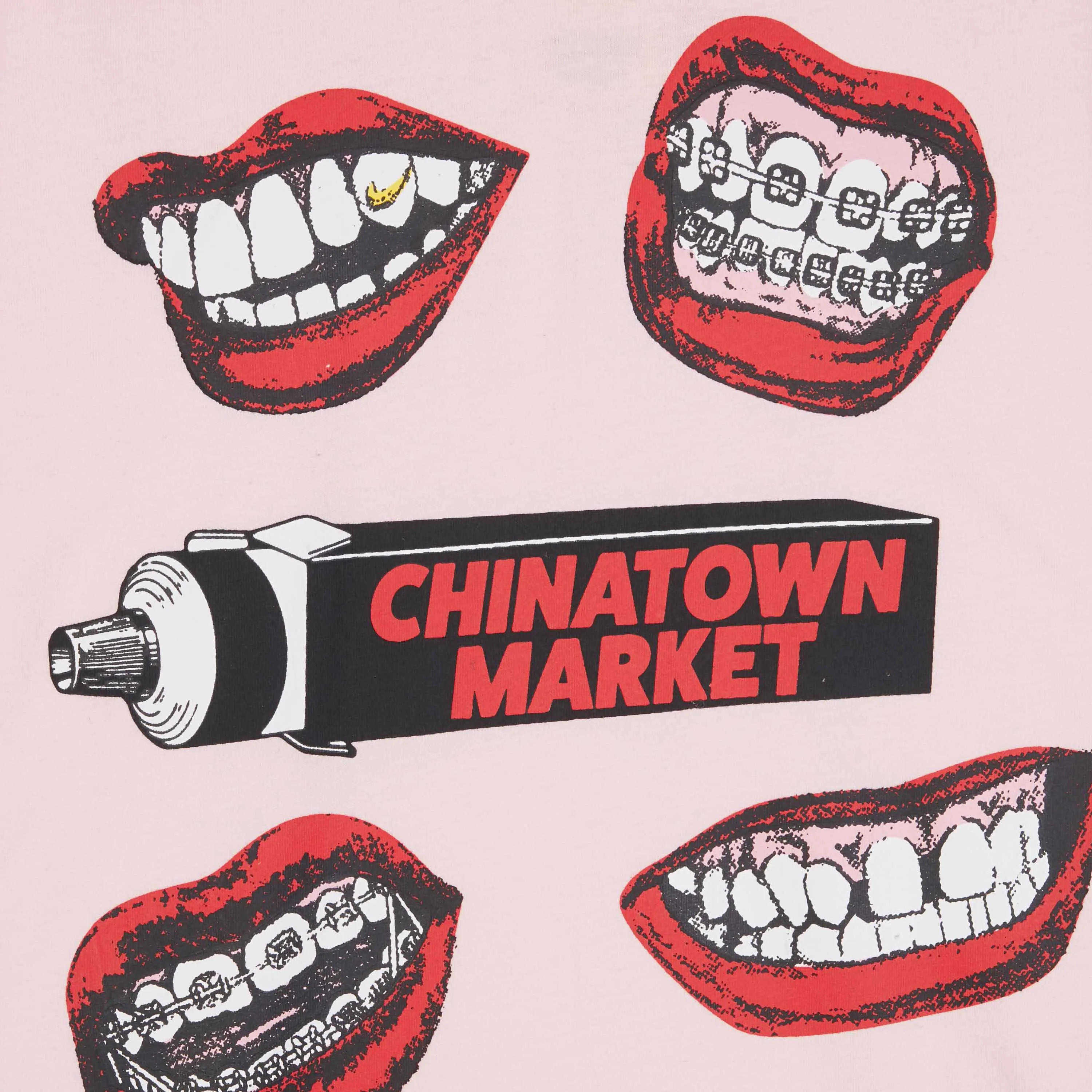 Chinatown Market Men's Pink Mouth Long Sleeve Shirt Rare NWT