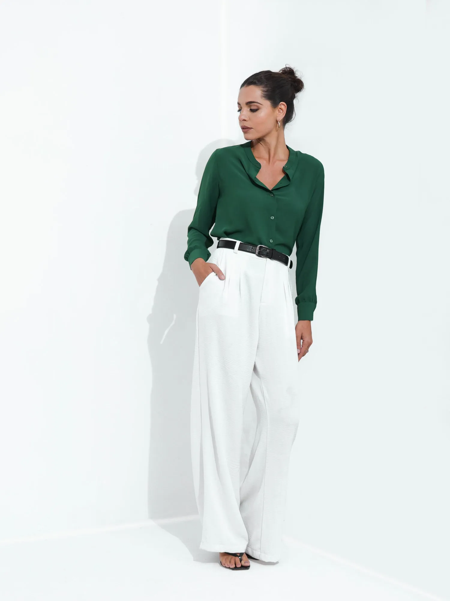 Chinese Collar Button Down Shirt
