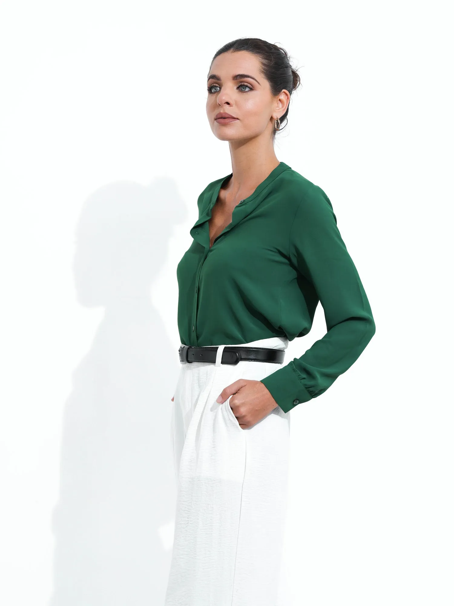 Chinese Collar Button Down Shirt
