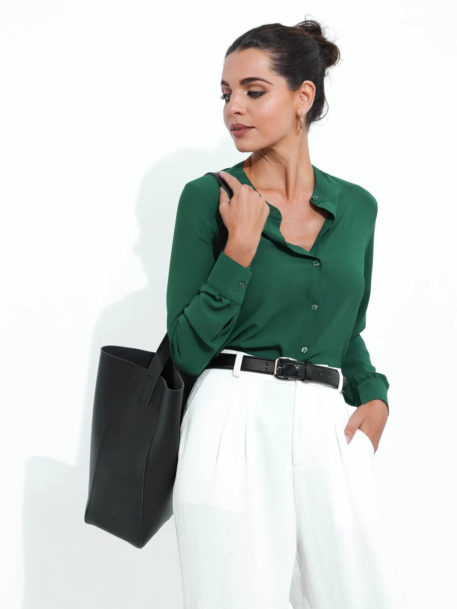 Chinese Collar Button Down Shirt