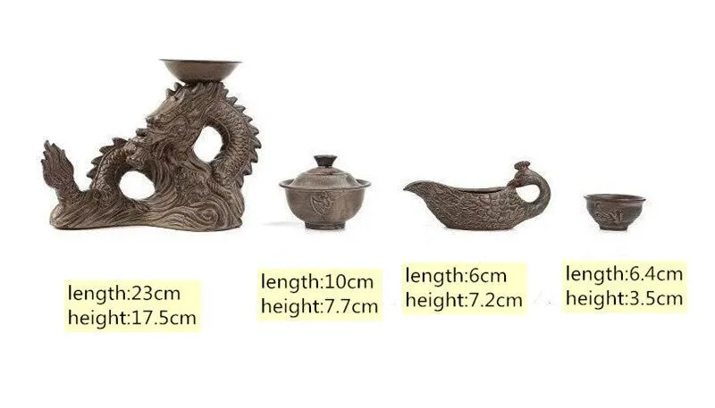 Chinese Dragon TeaPot |  Vintage Tea Set | Kung fu Tea Set