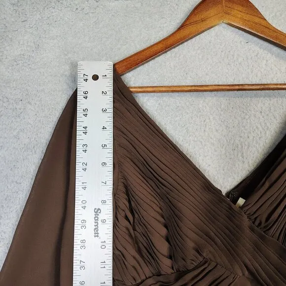 Coldwater Creek Midi Dress Womens 10 Brown 3/4 Sleeve Pleated A-Line NWT