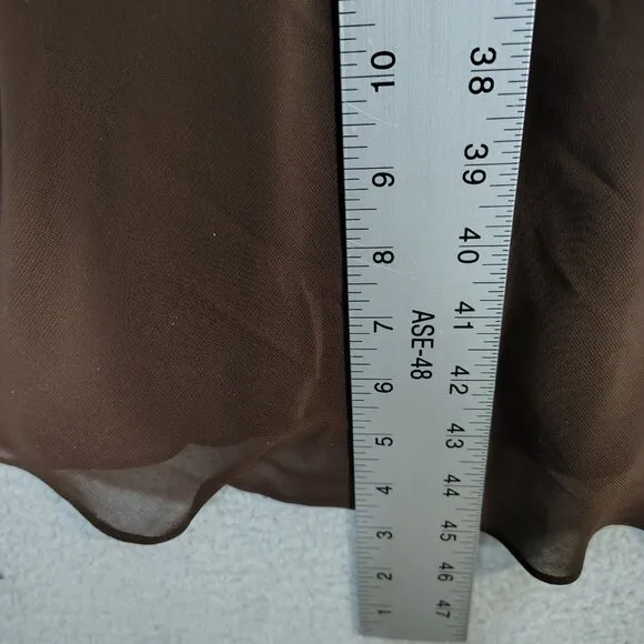 Coldwater Creek Midi Dress Womens 10 Brown 3/4 Sleeve Pleated A-Line NWT