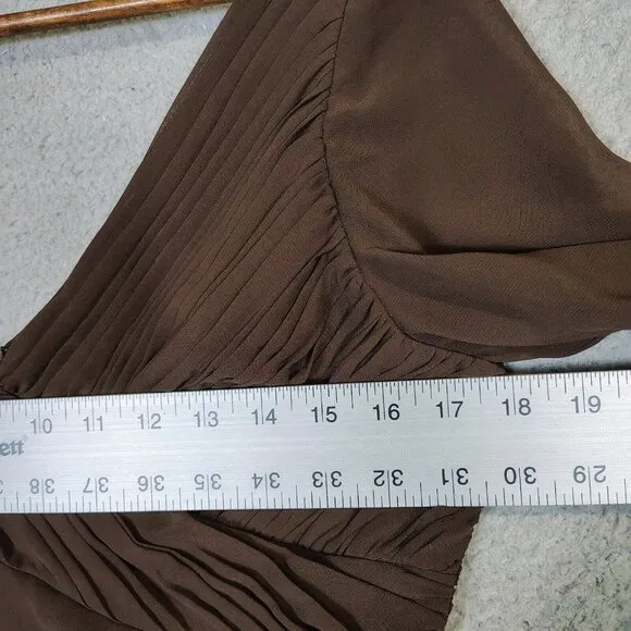 Coldwater Creek Midi Dress Womens 10 Brown 3/4 Sleeve Pleated A-Line NWT
