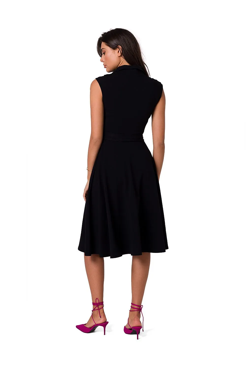 Collared A-Line Sleeveless Dress