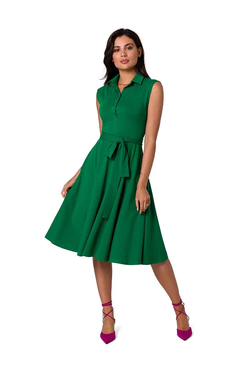 Collared A-Line Sleeveless Dress