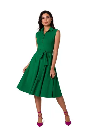 Collared A-Line Sleeveless Dress
