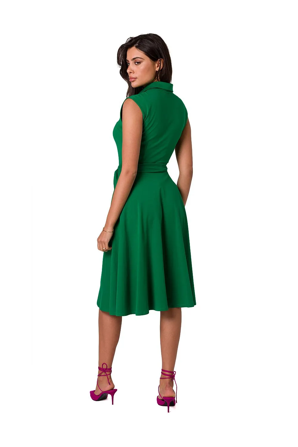 Collared A-Line Sleeveless Dress