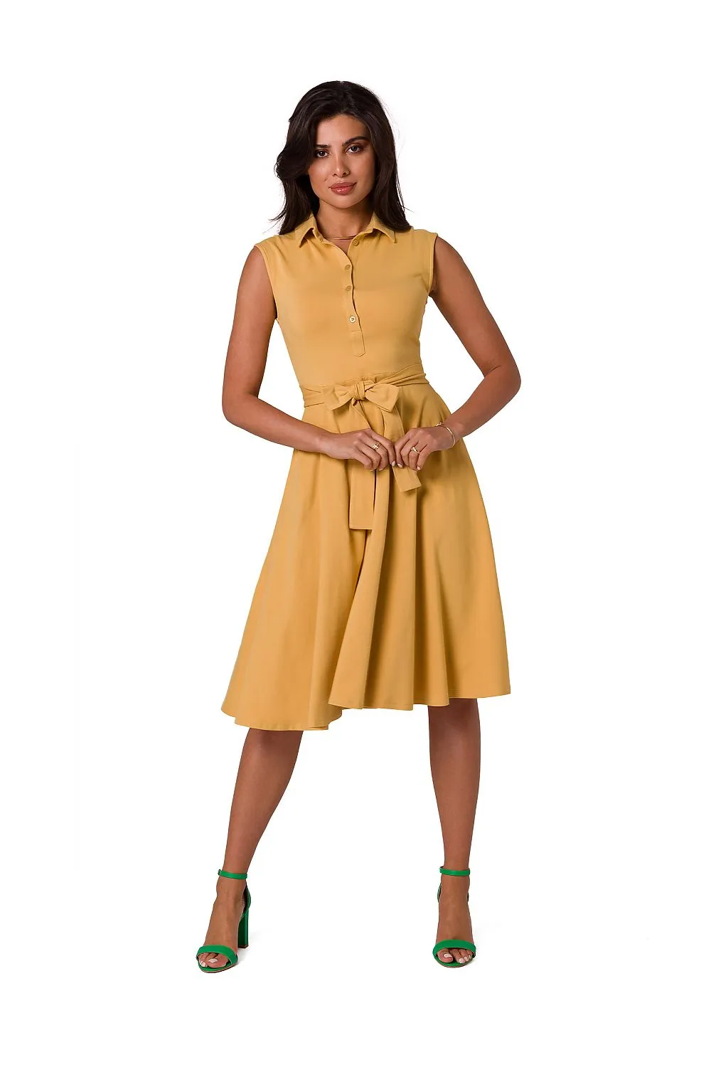 Collared A-Line Sleeveless Dress