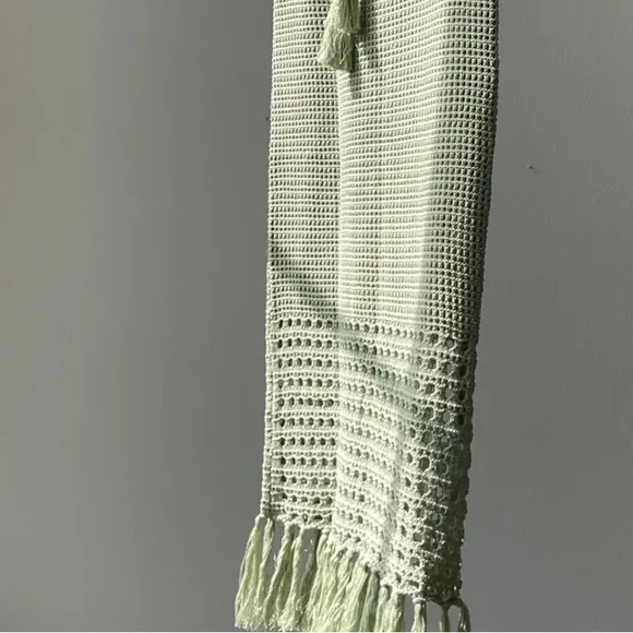 cotton crochet fringe midi skirt in sage