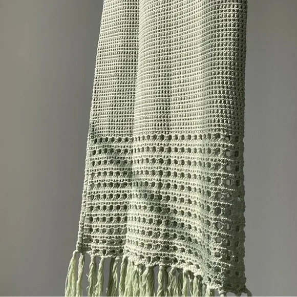 cotton crochet fringe midi skirt in sage