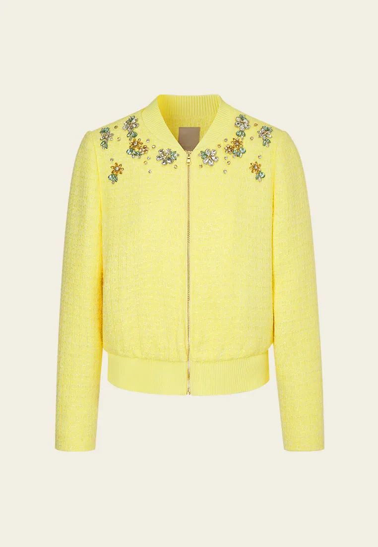 Crystal-embellished Ribbed Tweed Jacket