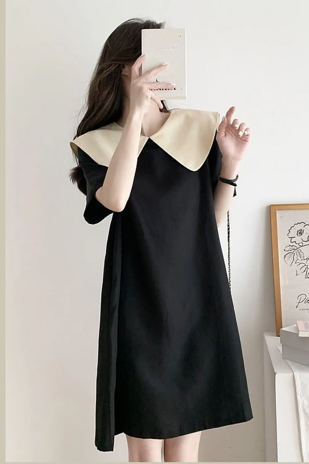 Cute Bow Doll Collar Retro Mini Dress