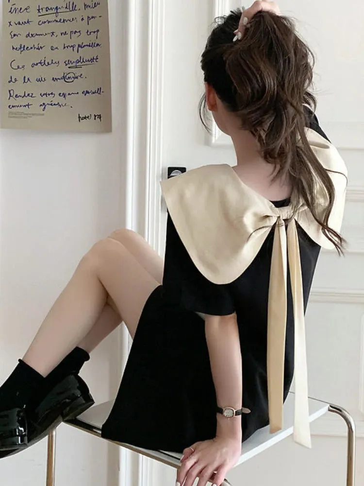 Cute Bow Doll Collar Retro Mini Dress