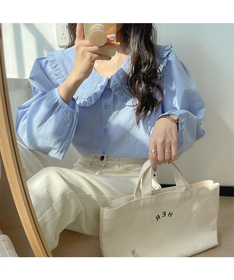 Cute Colors Stylish Peter Pan Collar Blouse Shirts