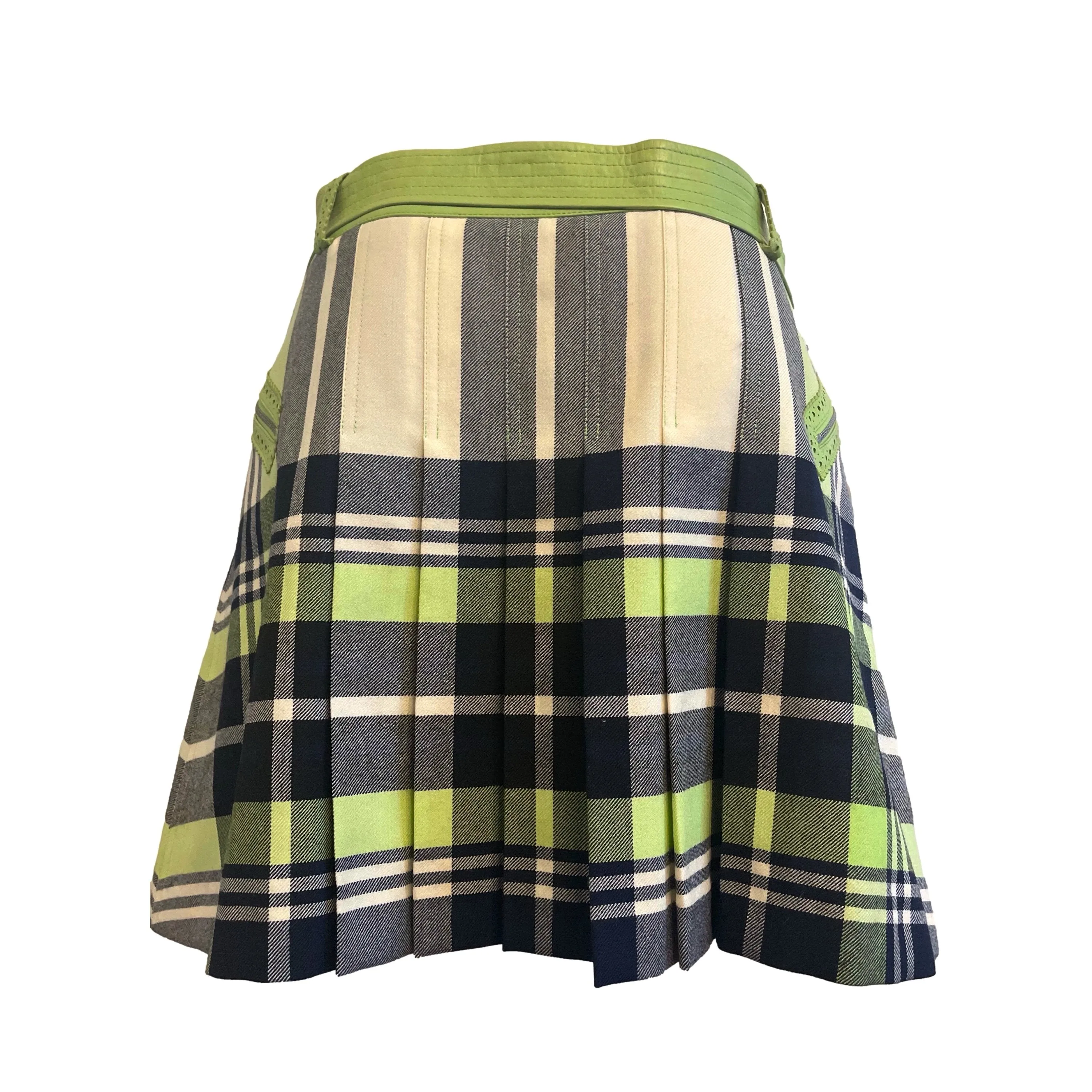 Dior Green Plaid Pleated Skirt