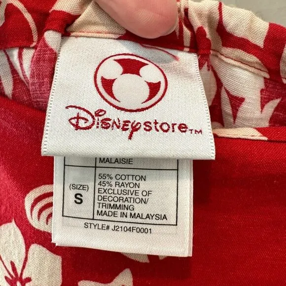 DISNEY | Vintage Red Mickey Mouse Hawaiian Floral Wrap Midi Skirt | Small