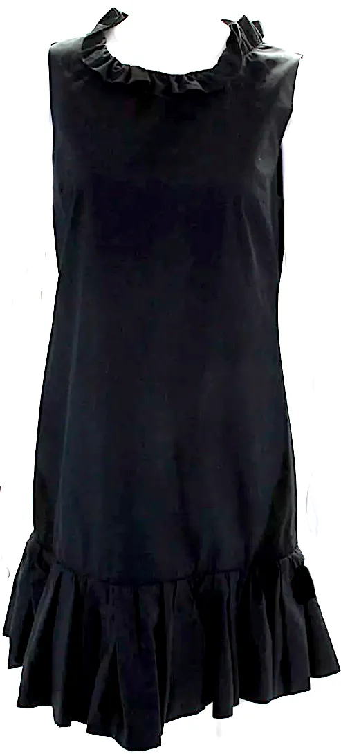 Dolce and Gabbana Italy. Black Cotton Zipped Pleated Drop Waist Dress