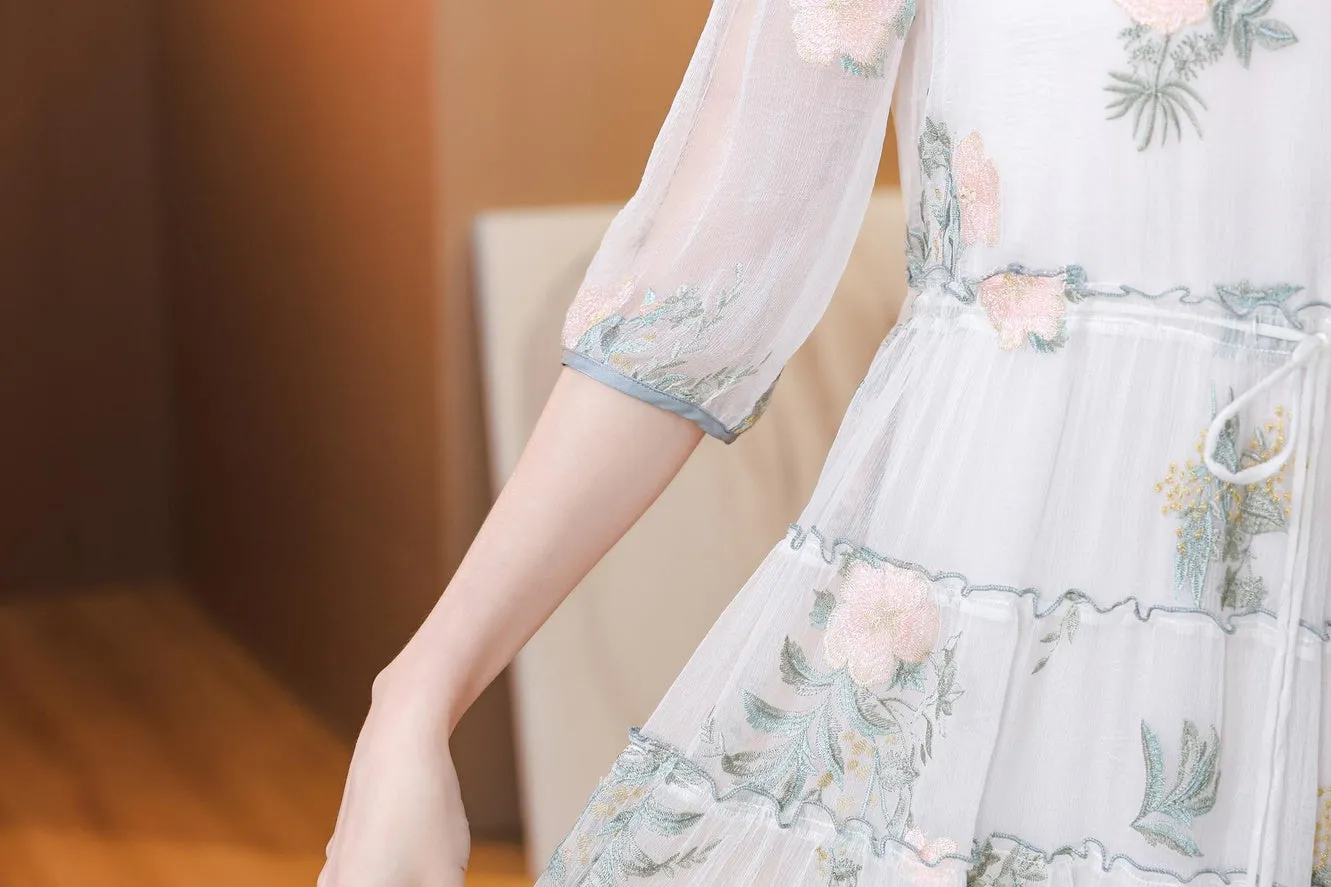 Dreamy Mesh and Floral Print Women's Tea Dress for All Occasions