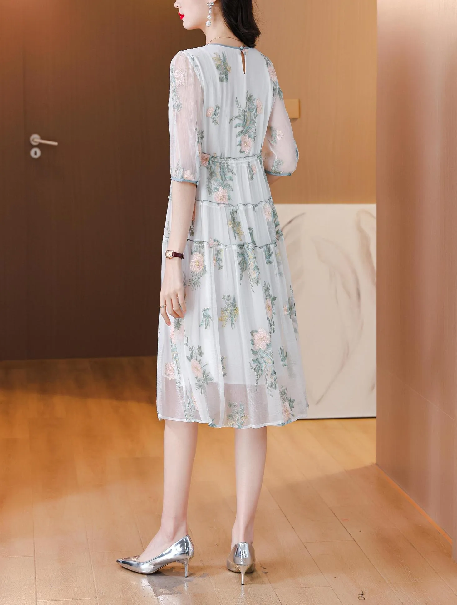 Dreamy Mesh and Floral Print Women's Tea Dress for All Occasions