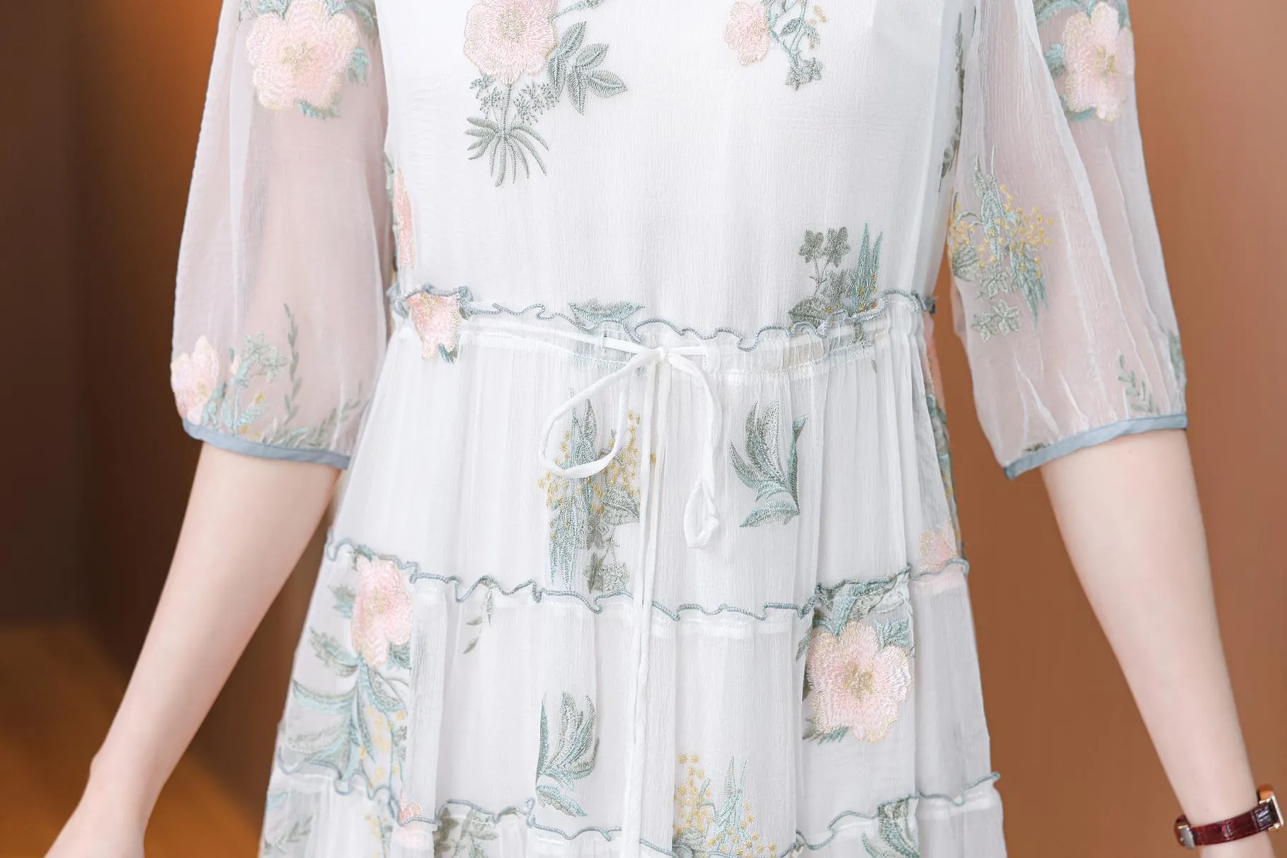 Dreamy Mesh and Floral Print Women's Tea Dress for All Occasions