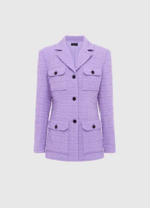 Edith Tweed Pocket Blazer - Violet
