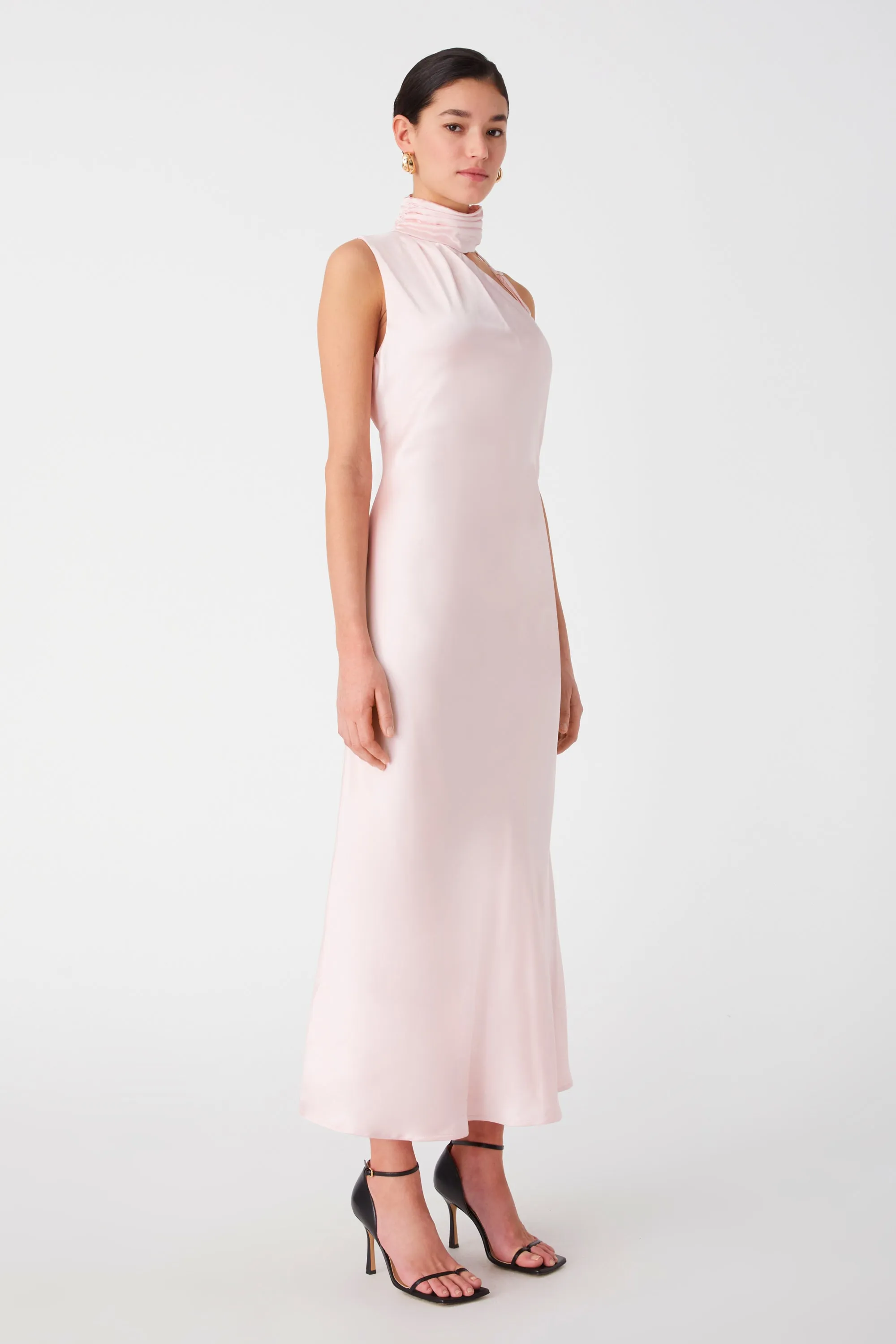 ELANIA GLOSS SATIN MIDI DRESS
