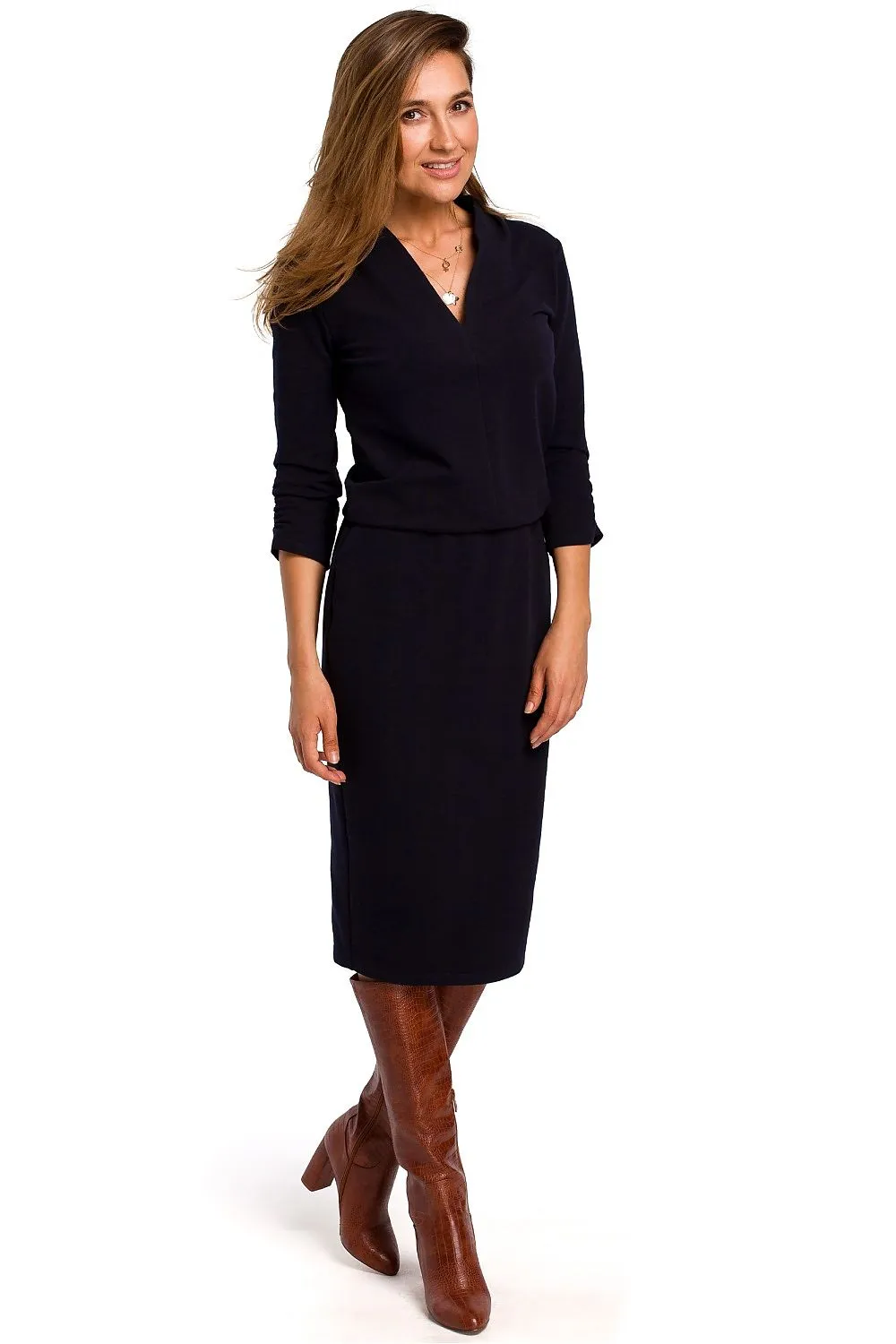 Elegant A-Line Dress with Elastic Waist