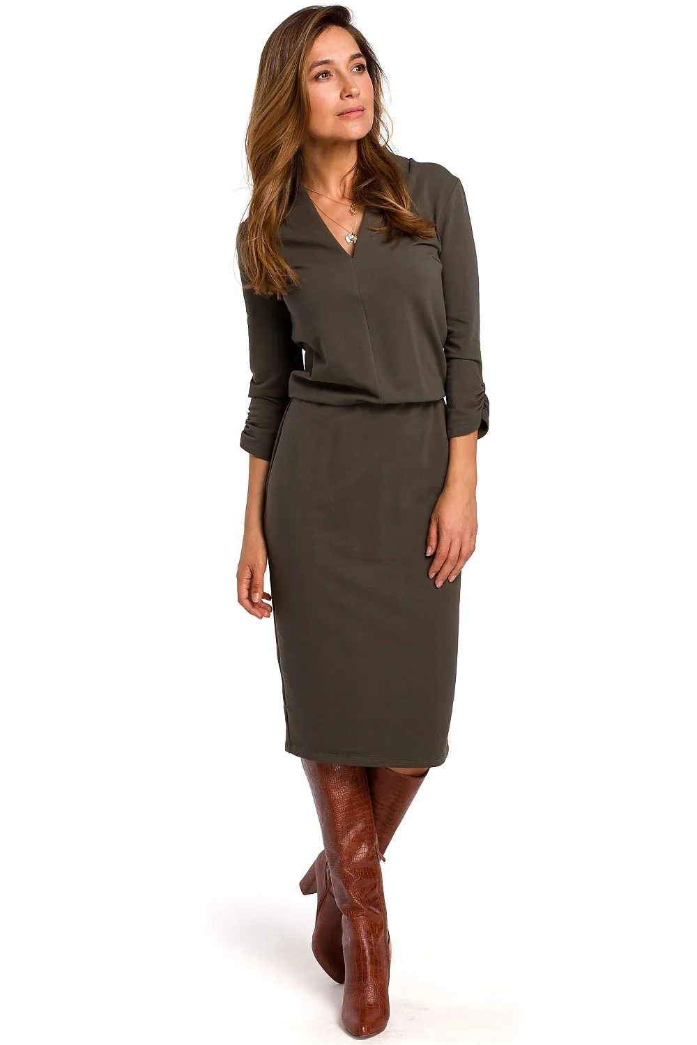 Elegant A-Line Dress with Elastic Waist