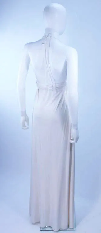 ELIZABETH MASON COUTURE White Silk Jersey Draped Gown