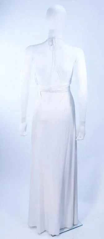 ELIZABETH MASON COUTURE White Silk Jersey Draped Gown
