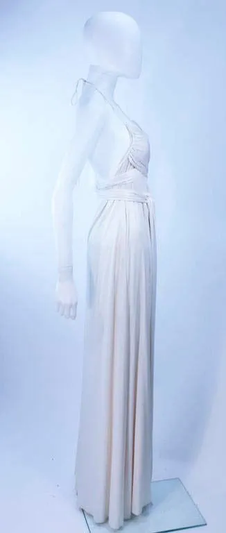 ELIZABETH MASON COUTURE White Silk Jersey Draped Gown