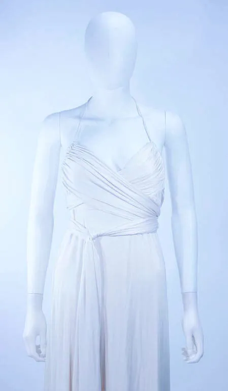 ELIZABETH MASON COUTURE White Silk Jersey Draped Gown