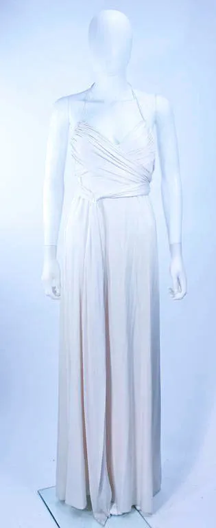 ELIZABETH MASON COUTURE White Silk Jersey Draped Gown