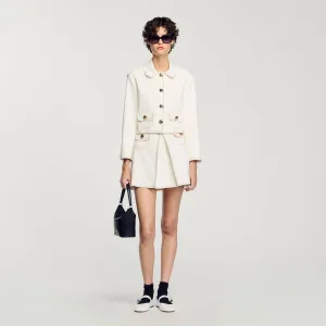 Elo Short Box-Pleated Skirt Ecru