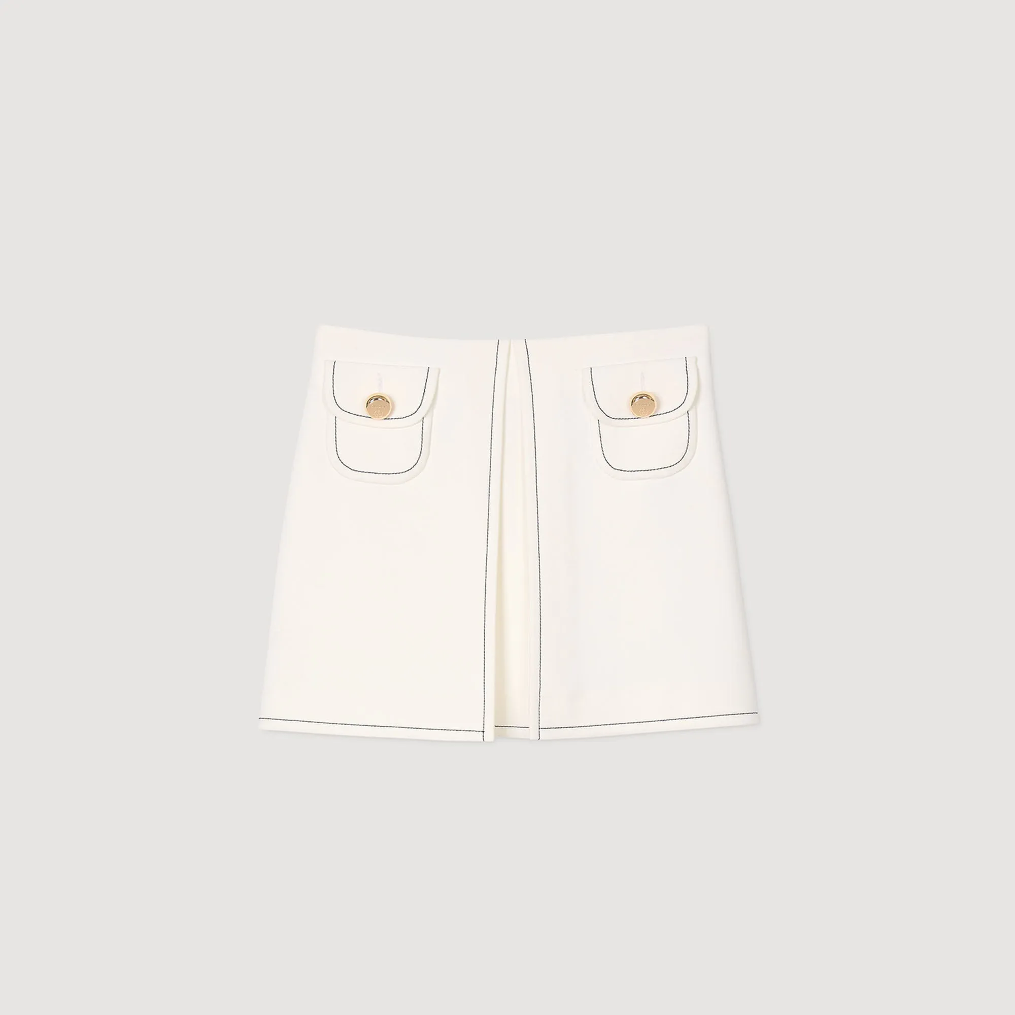 Elo Short Box-Pleated Skirt Ecru