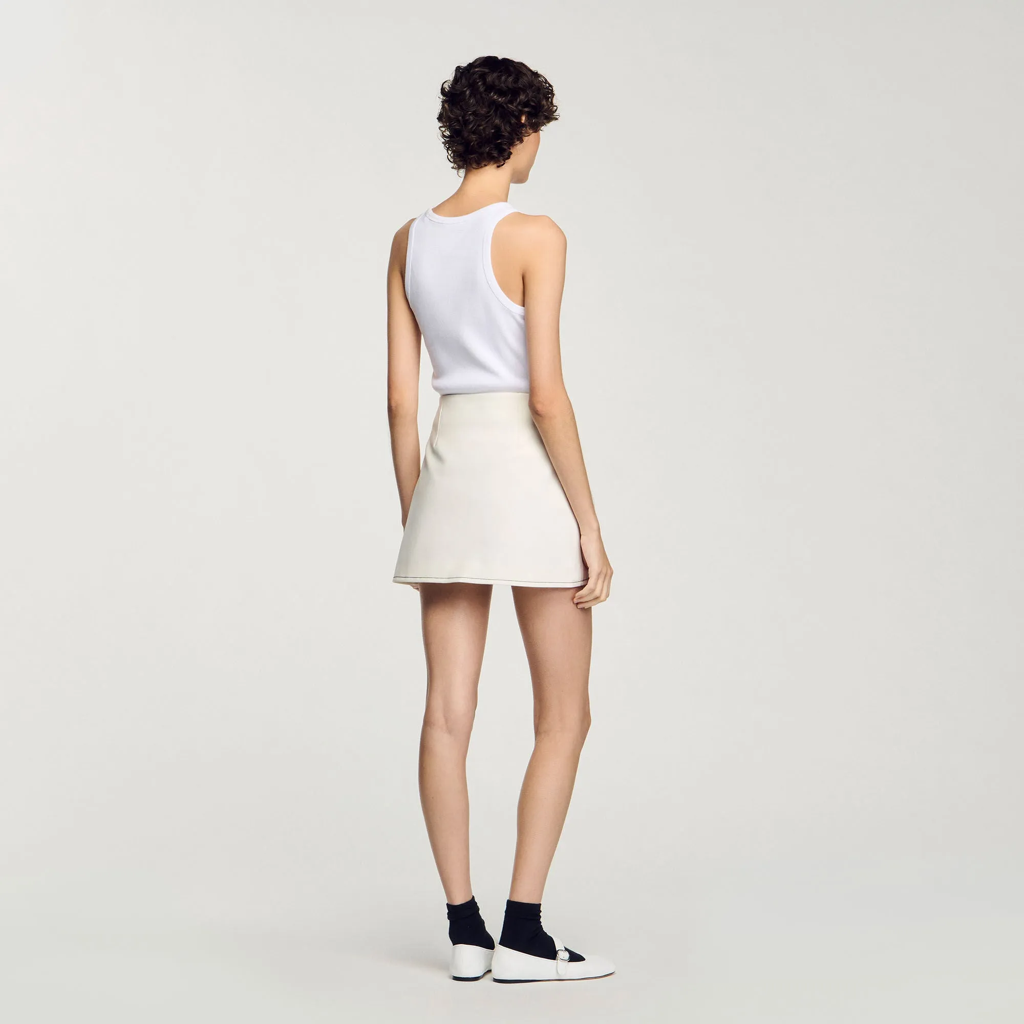 Elo Short Box-Pleated Skirt Ecru