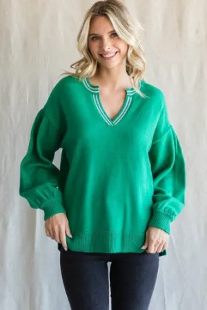 Emerald Pullover with Balloon Sleeve