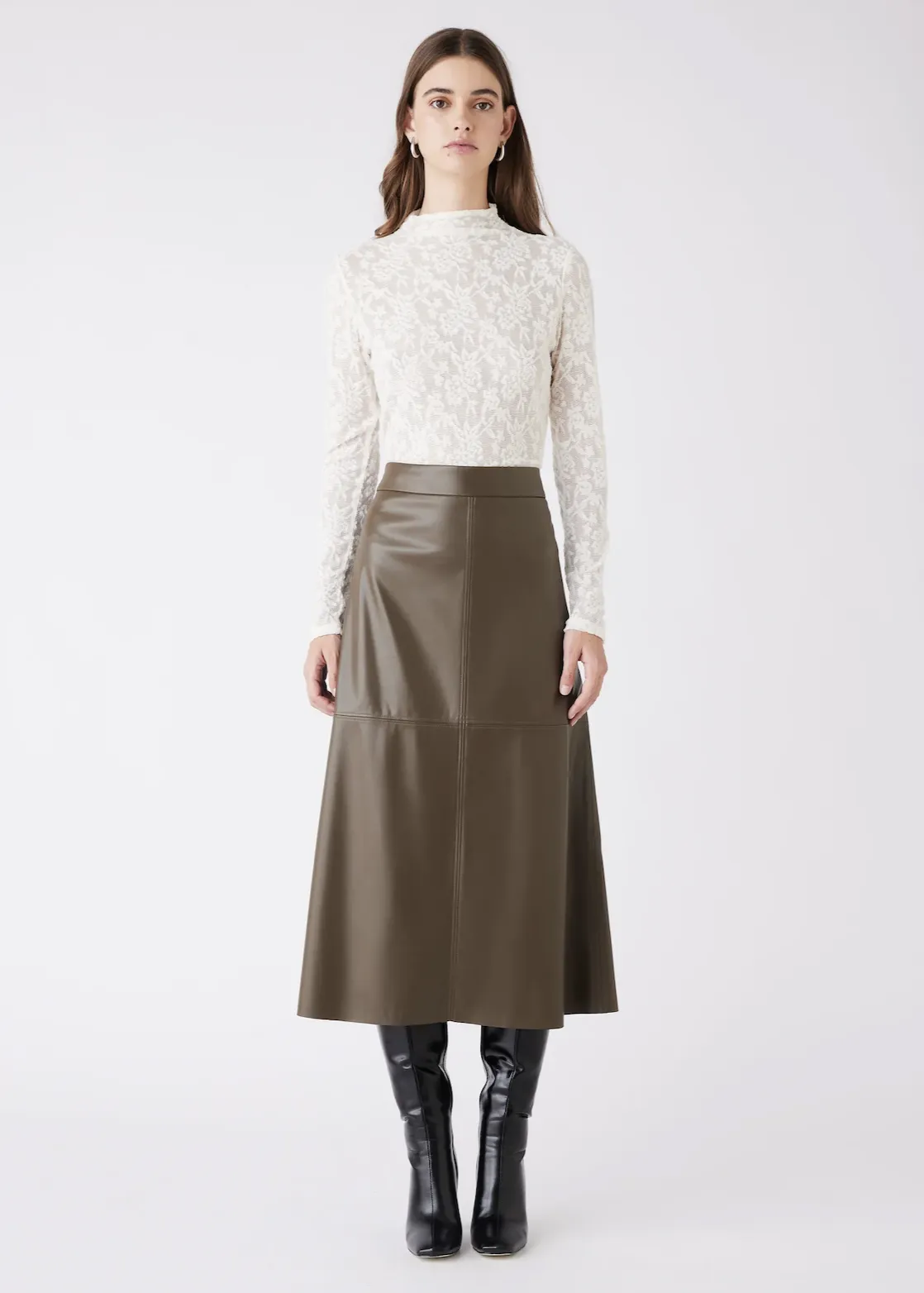 ESMAEE Confession Midi Skirt - Khaki
