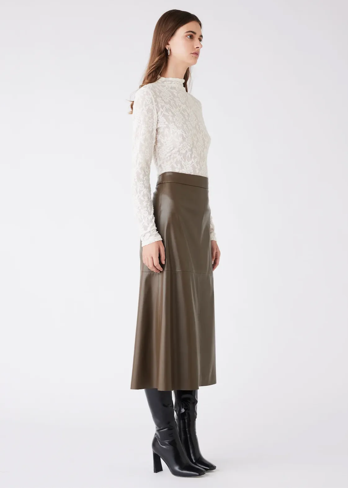 ESMAEE Confession Midi Skirt - Khaki