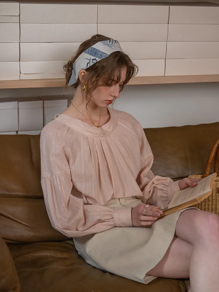 Ethereal Glow Pleated Blouse