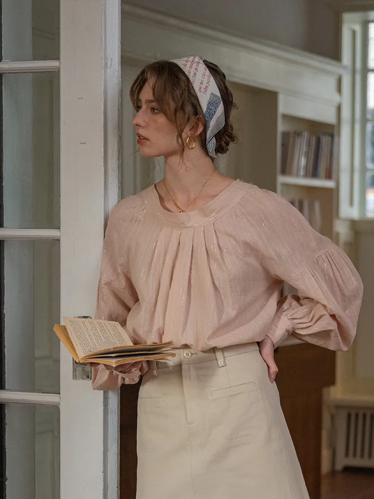 Ethereal Glow Pleated Blouse