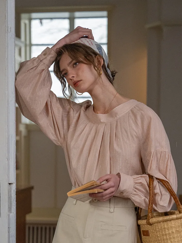 Ethereal Glow Pleated Blouse