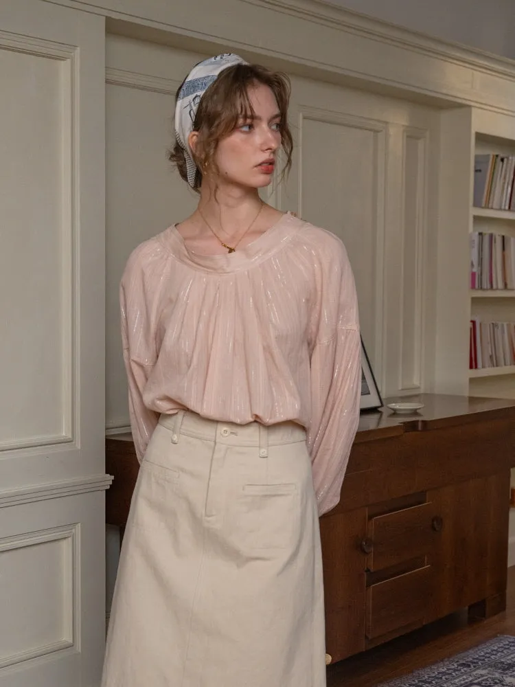 Ethereal Glow Pleated Blouse
