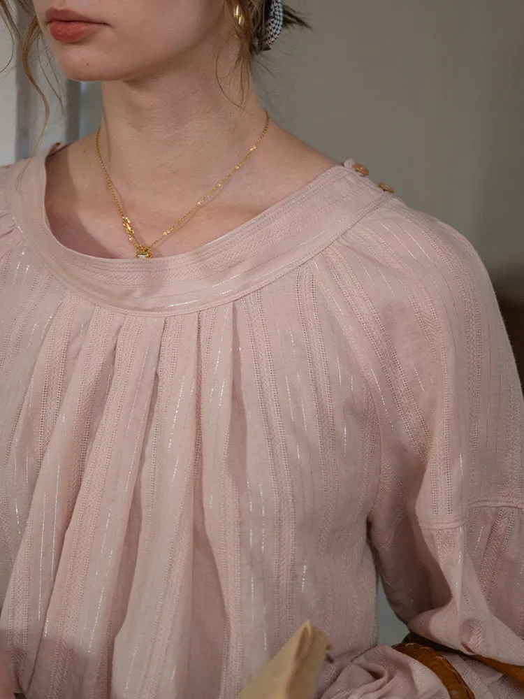 Ethereal Glow Pleated Blouse