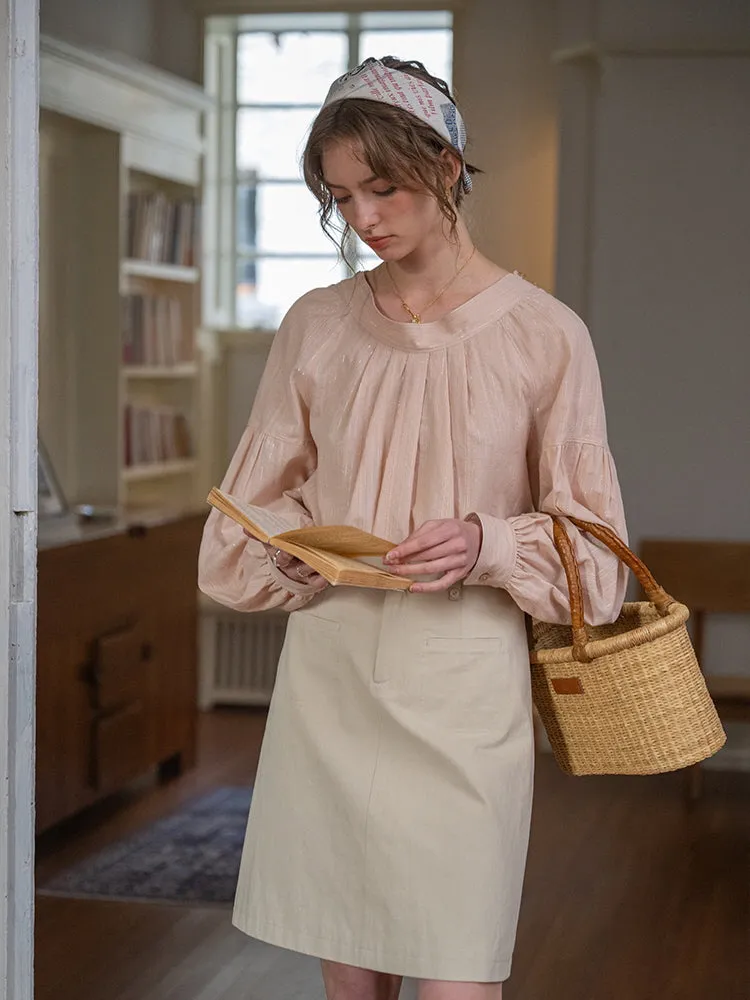 Ethereal Glow Pleated Blouse
